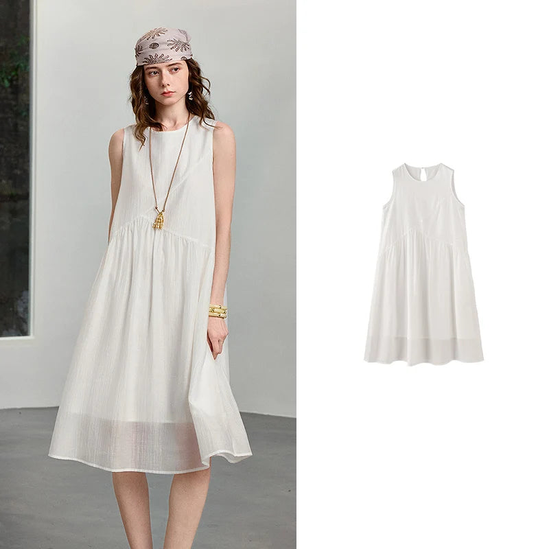 Sleeveless Gathered Midi Dress