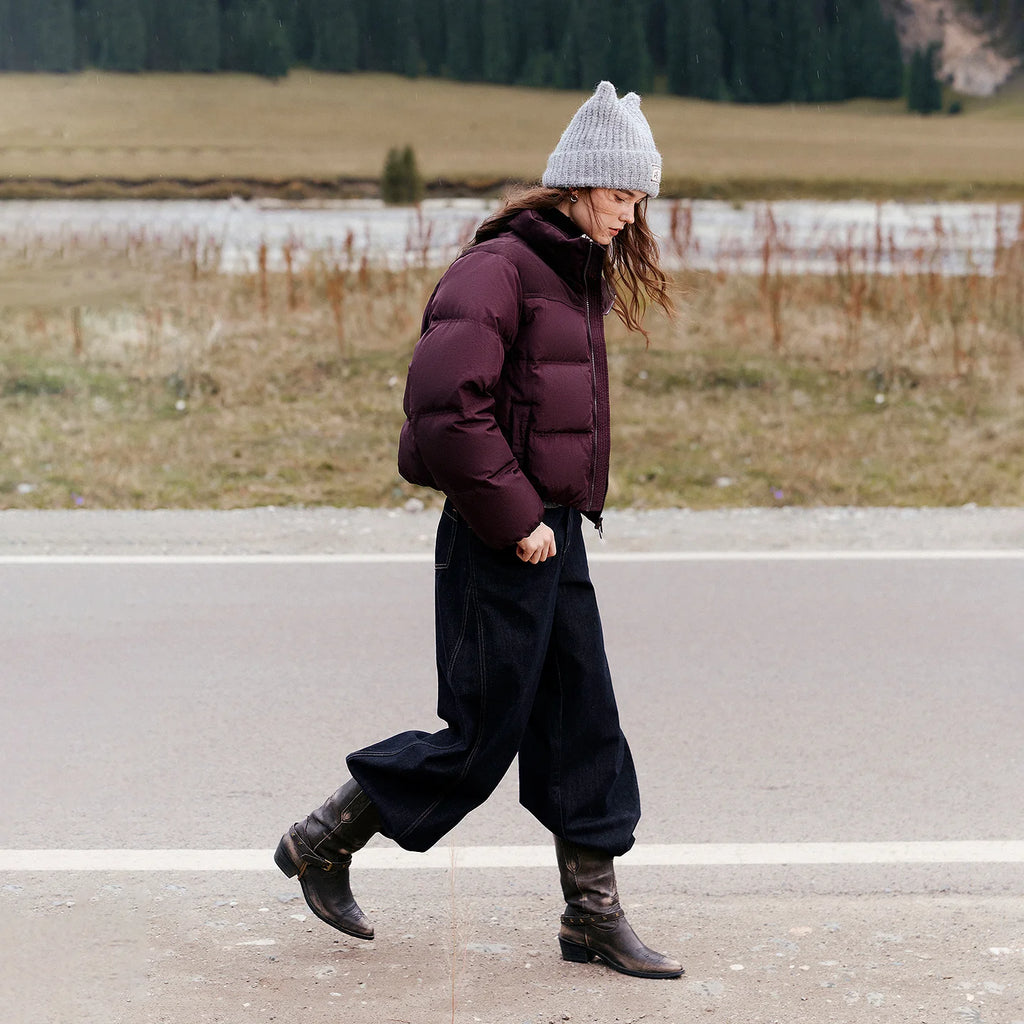 Cropped Zip Puffer Jacket