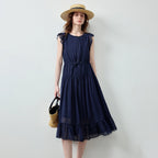Ruffle-Sleeve Tiered Midi Dress