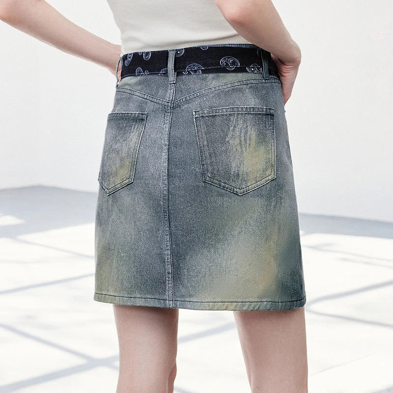Washed Denim Mini Skirt