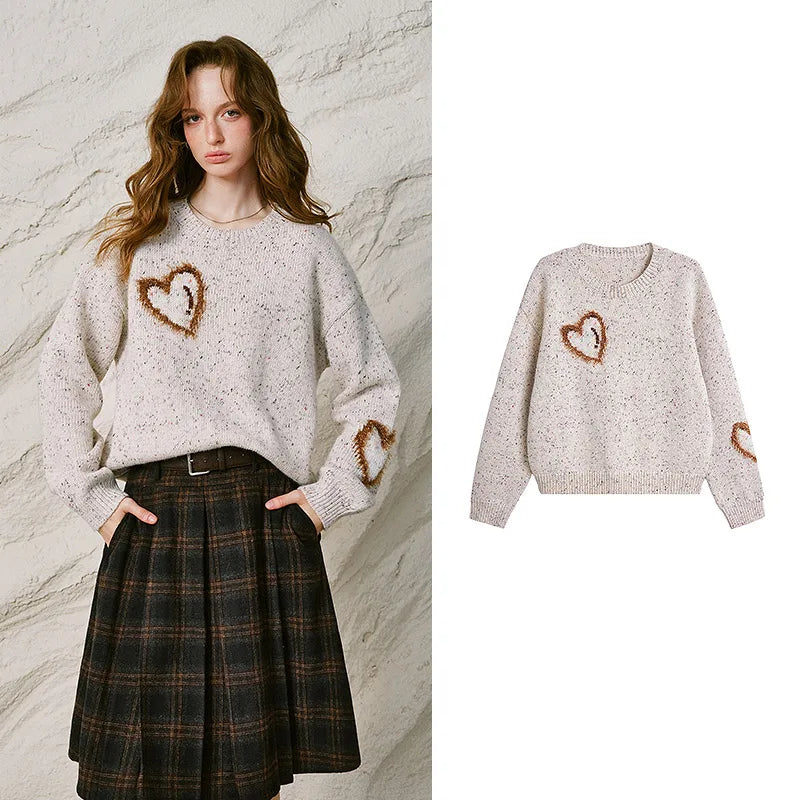 Heart-Motif Crewneck Sweater