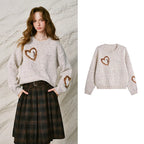 Heart-Motif Crewneck Sweater
