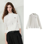 Dog-Detail Mock-Neck Long-Sleeve Tee