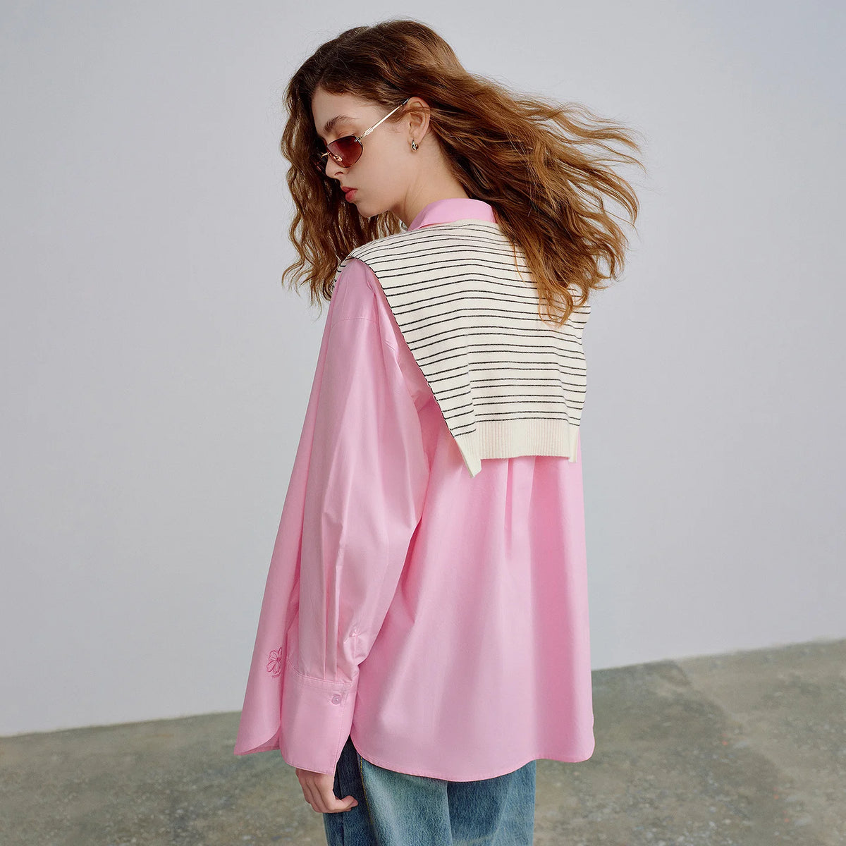 Striped Knit Shoulder Scarf