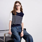 Layered-Look Striped Knit Tee