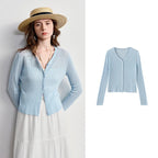 Ribbed V-Neck Cardigan