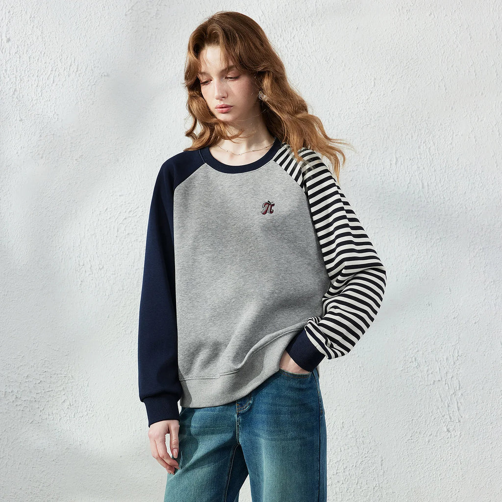 Asymmetric-Sleeve Patchwork Sweatshirt