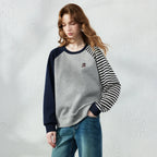 Asymmetric-Sleeve Patchwork Sweatshirt