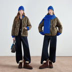 Wave-Quilted Collarless Jacket