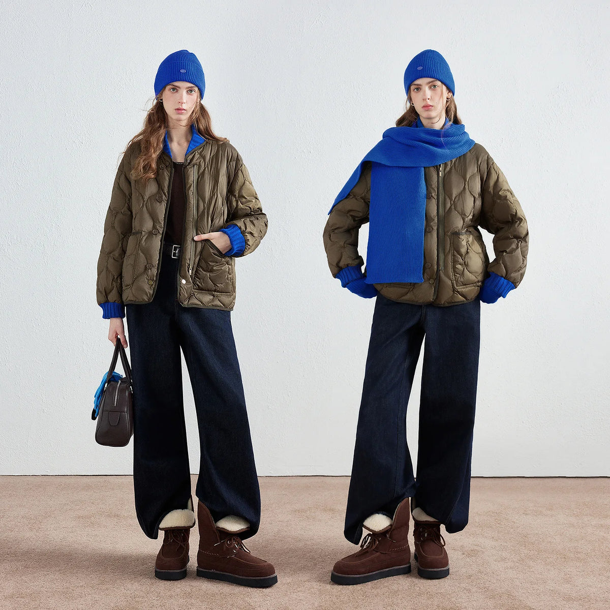 Wave-Quilted Collarless Jacket