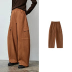 Cargo-Pocket Curved-Leg Pants