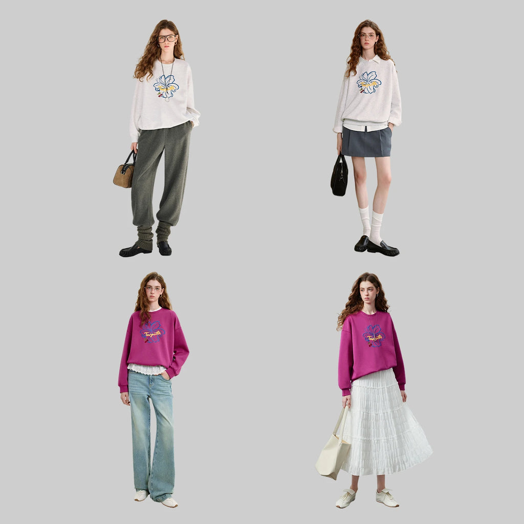 Floral Graphic Crewneck Sweatshirt
