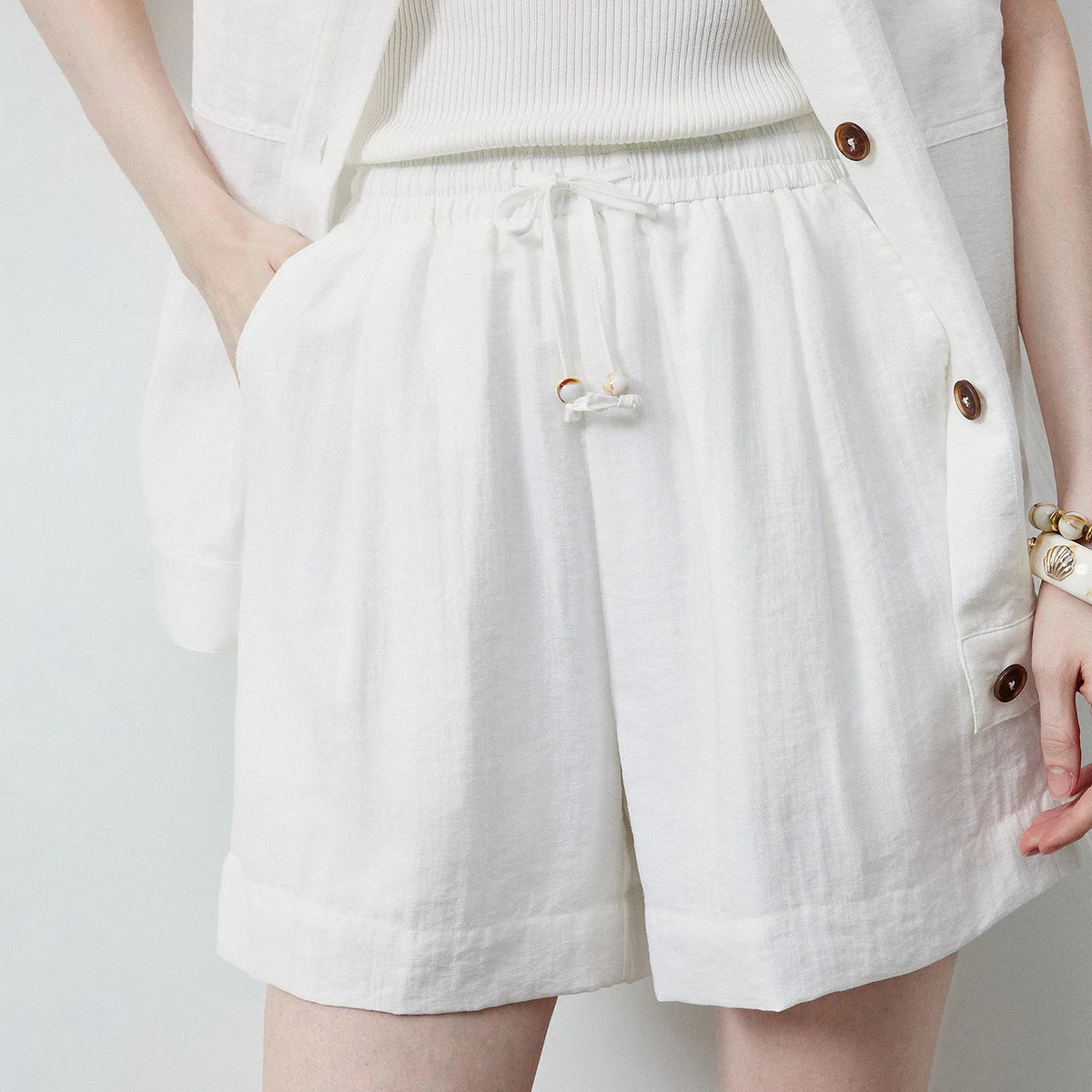 Buttoned Vest and Shorts Set