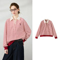 Striped Layered-Look Collared Sweatshirt