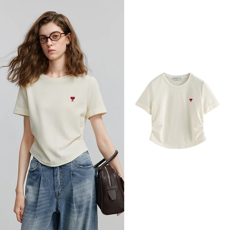 Heart-Motif Short-Sleeve Tee