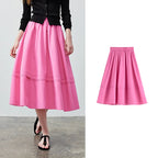 Tuck-Detail Midi Skirt