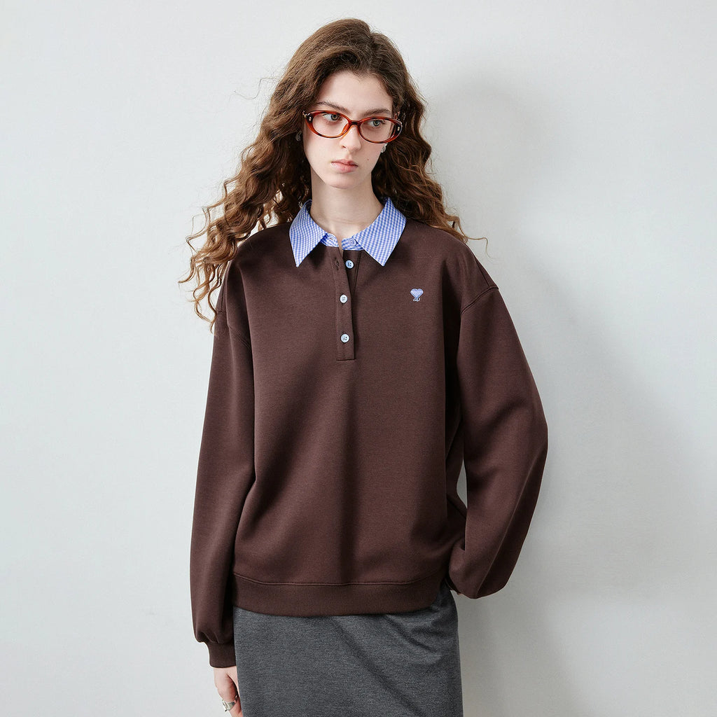 Layered-Look Polo Sweatshirt