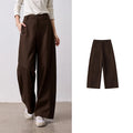 Pleated Curved-Leg Pants