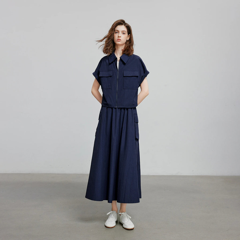 Pocket Shirt and Midi Skirt Set