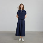 Pocket Shirt and Midi Skirt Set