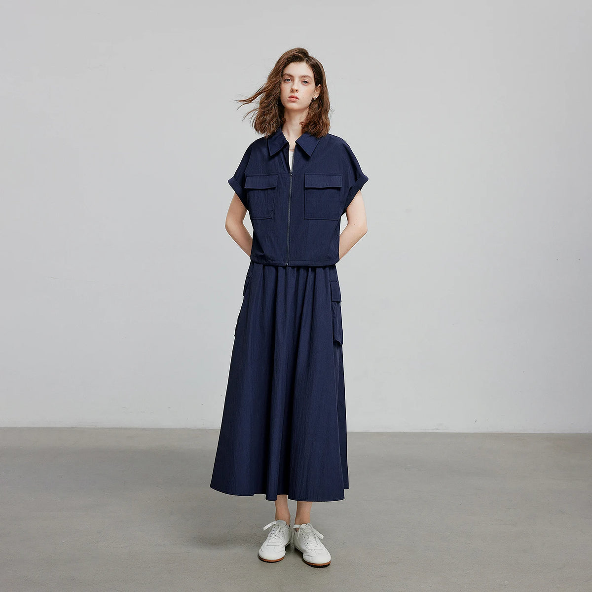 Pocket Shirt and Midi Skirt Set