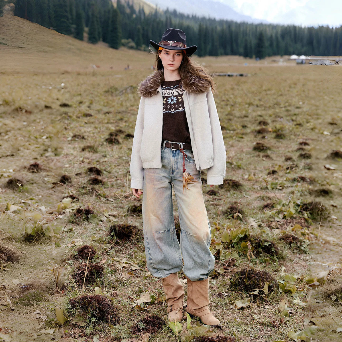 Shaggy-Collar Short Jacket