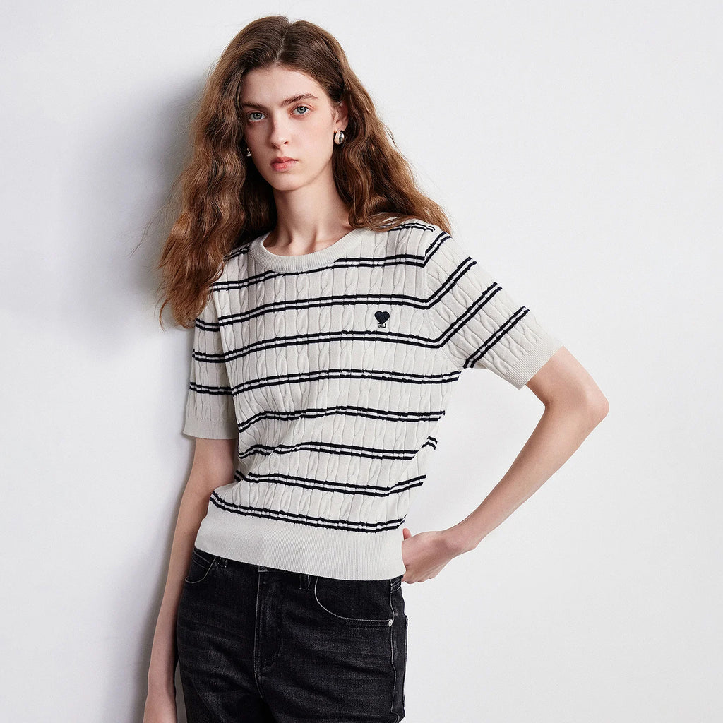 Striped Crewneck Knit Tee