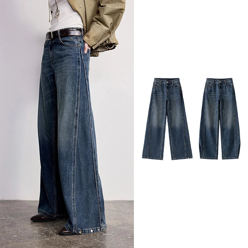 Seamed Wide-Leg Jeans