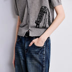 Tree-Motif V-Neck Cardigan