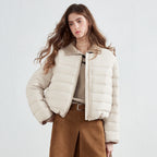 Collarless Zip Puffer Jacket