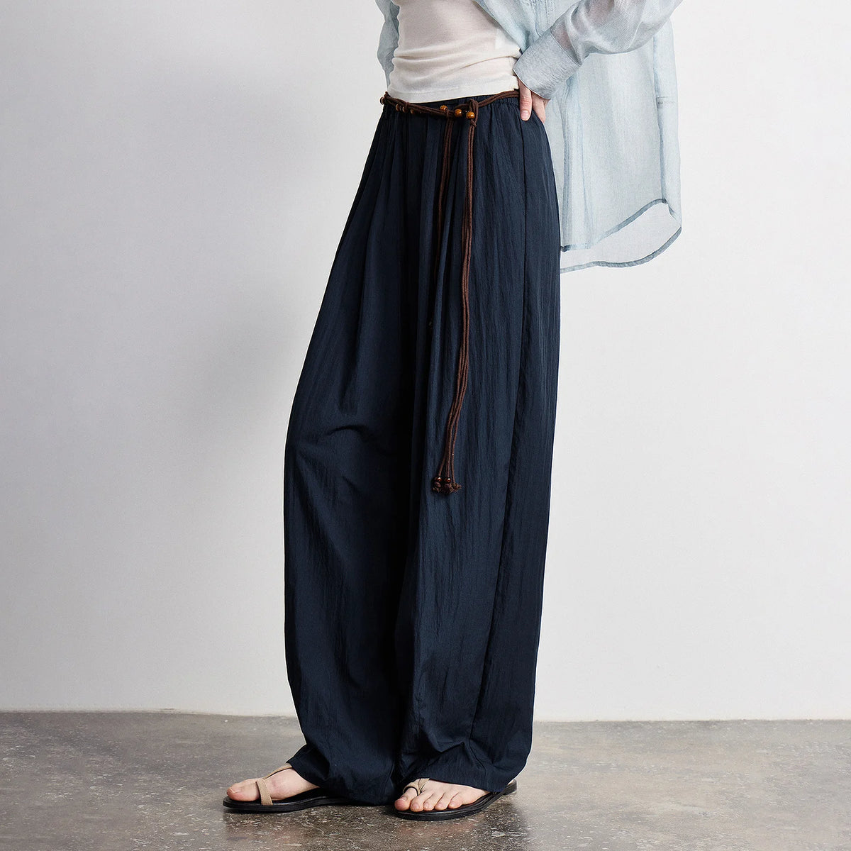 Drawstring Wide-Leg Pants