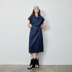 Belted Denim Midi Shirt Dress