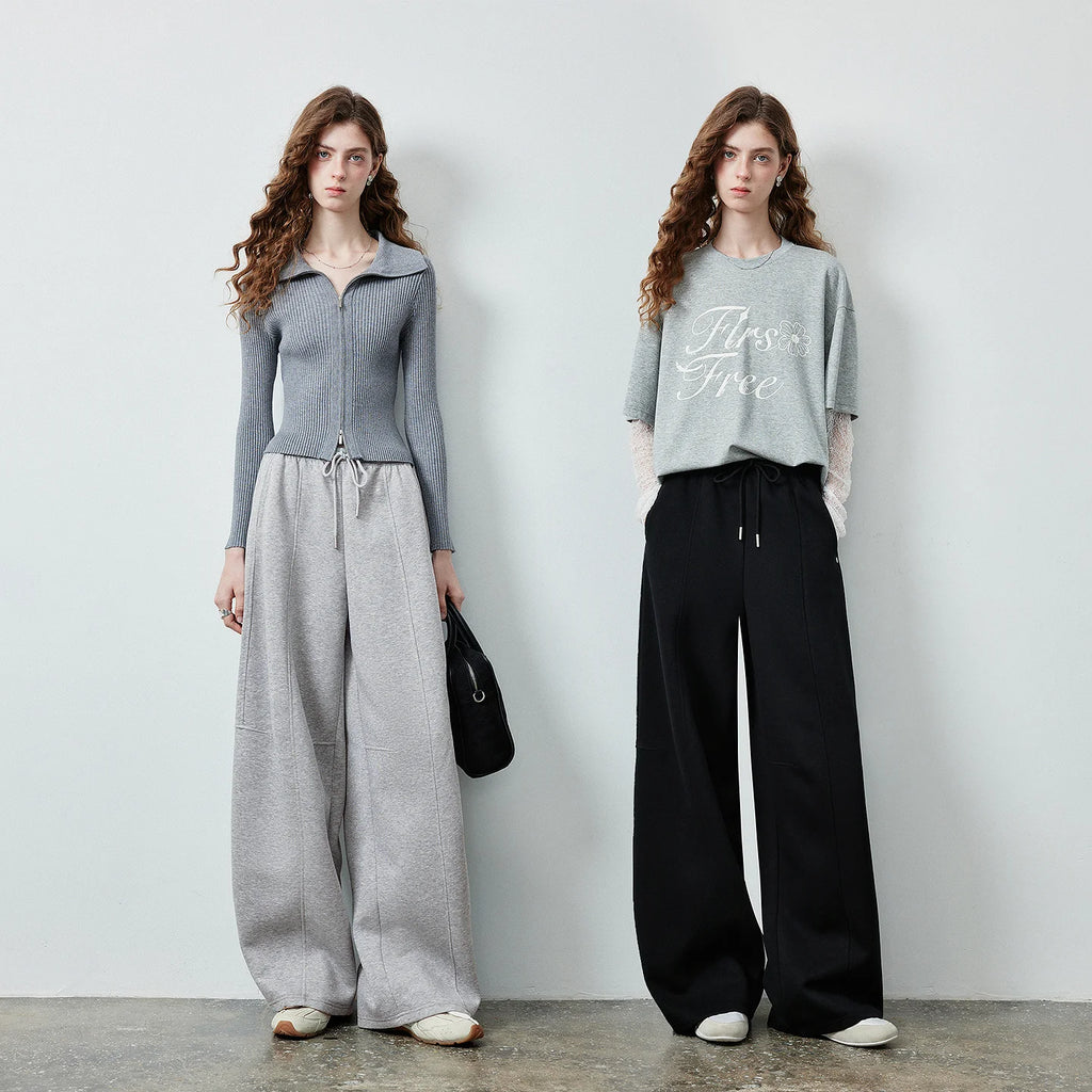 Drawstring Curved-Leg Pants