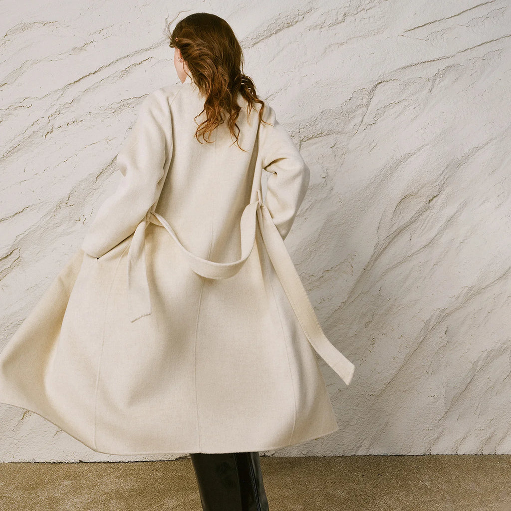 Double-Breasted Belted Long Coat
