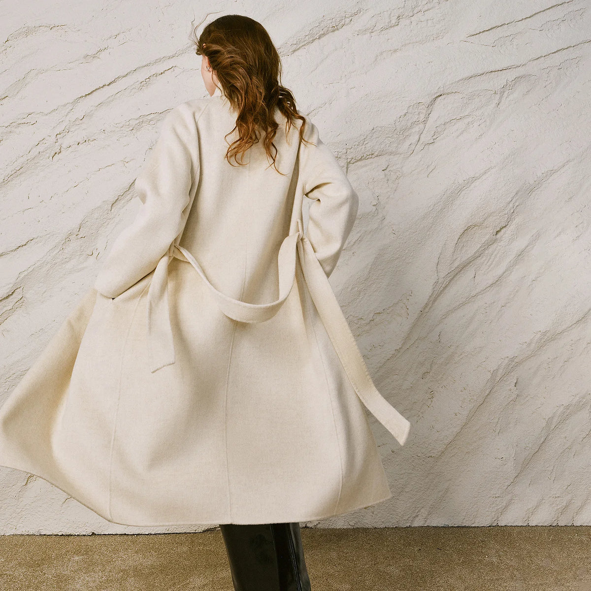 Double-Breasted Belted Long Coat
