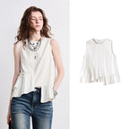 Asymmetric Ruffle-Hem Sleeveless Top