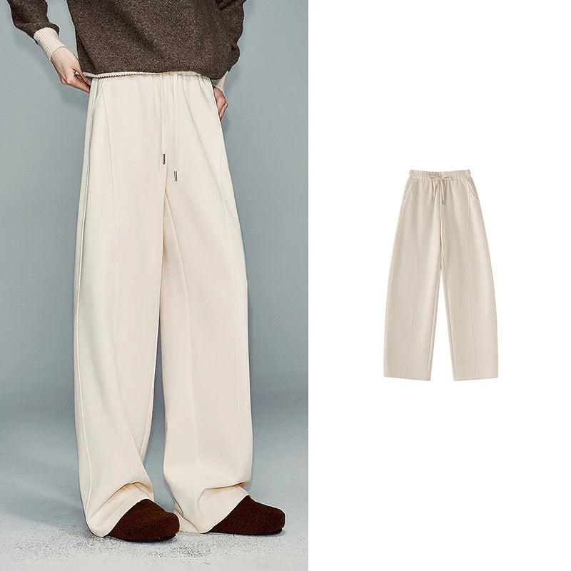 Curved-Seam Wide-Leg Sweatpants