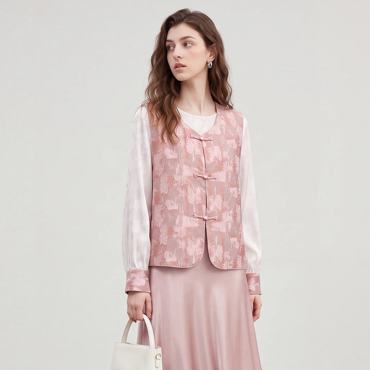 Textured Vest and Blouse Set