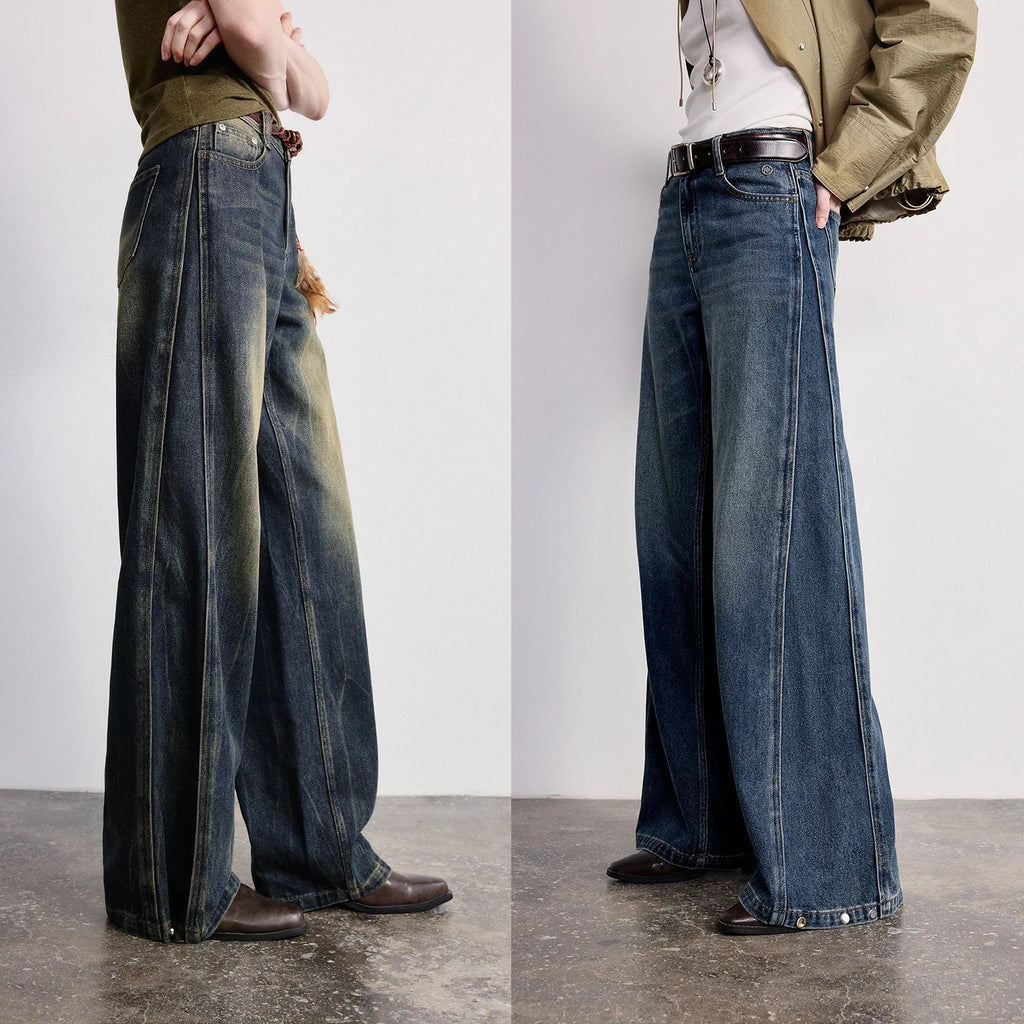 Seamed Wide-Leg Jeans