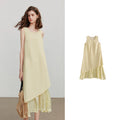Layered-Look Ruffle-Hem Midi Dress