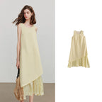 Layered-Look Ruffle-Hem Midi Dress