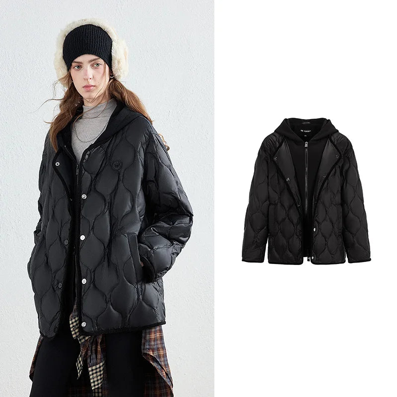 Contrast-Trim Quilted Jacket