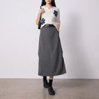 Paneled A-Line Midi Skirt