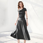 Draped Top and Midi Skirt Set