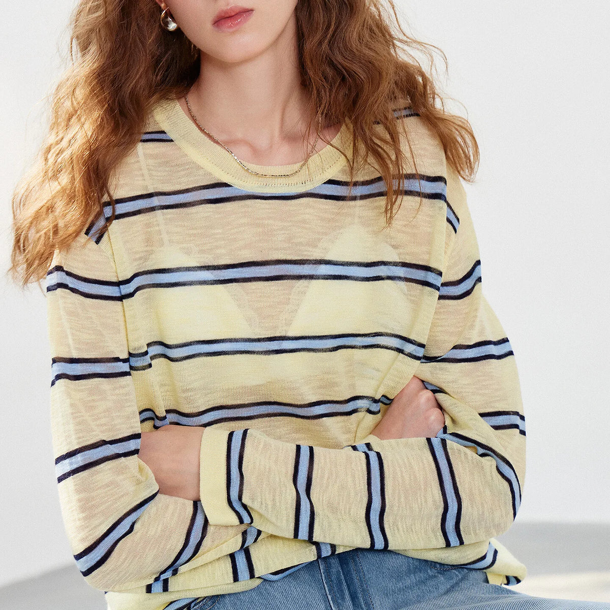 Relaxed Striped Crewneck Sweater