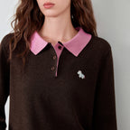Contrast-Collar Knit Polo