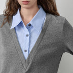 Layered-Look V-Neck Knit Top