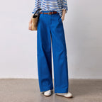 Pleated Curved-Leg Pants