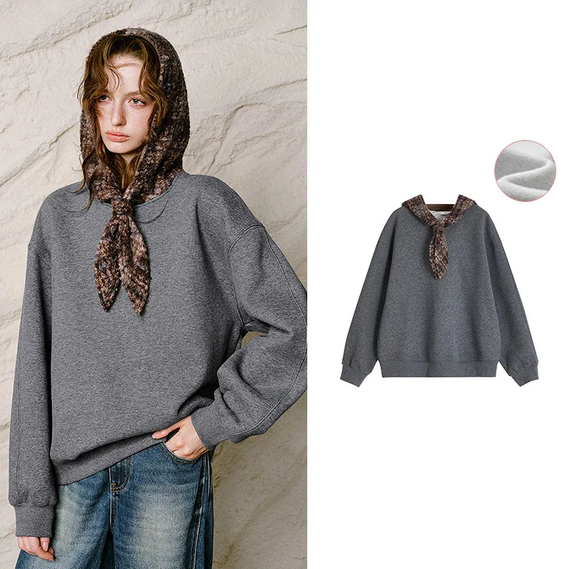 Layered-Look Tie-Hood Sweatshirt