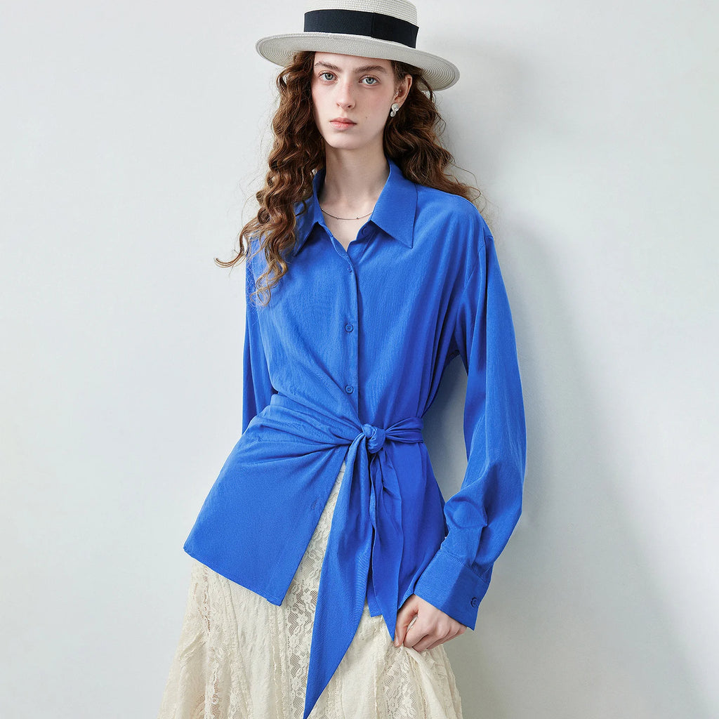 Tie-Waist Button-Front Shirt